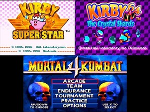 Kirby Super Star-Kirby 64 The Crystal Shards-Mortal Kombat 4 Snes-N64-Ps1 Gameplay (The 112 Stars)
