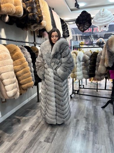 Silver Fox Fur Coat Long, Luxury Real Fox Fur Coat Women, Full Length Fur Coat, Grey Fox Fur Coat, Designer Winter Coat - Etsy