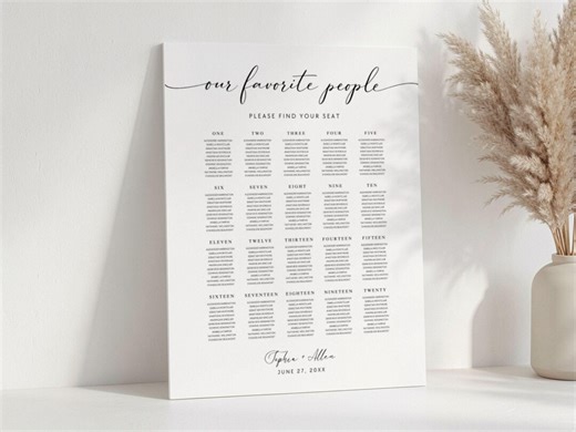 Our Favorite People Wedding Table Seating Plan Welcome Sign Wedding Seating Chart Canva Seating Plan Sign Guests Table Assignment Board DIY - Etsy
