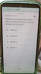 What is the purpose code used for sale proceeds of the shares a... | Filo