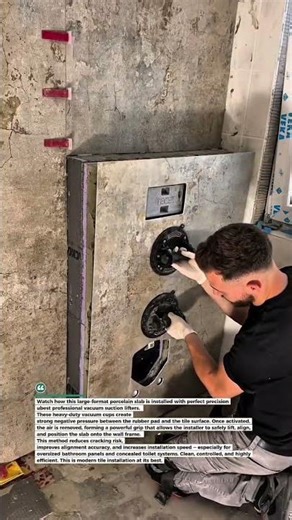 Precision Tile Slab Install with Vacuum Lifters #construction #tiling #tools