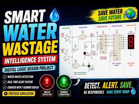 Smart Water Wastage Intelligence System | DLD Project | Proteus Simulation
