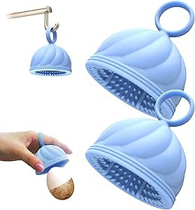 Egg Washer for Fresh Eggs - Upgraded 2.0 Silicone Egg Scrubber | Farm Fresh Egg & Vegetable Scrubber | Dishwasher Safe, Gentle on Shells (Blue 2 Pcs)