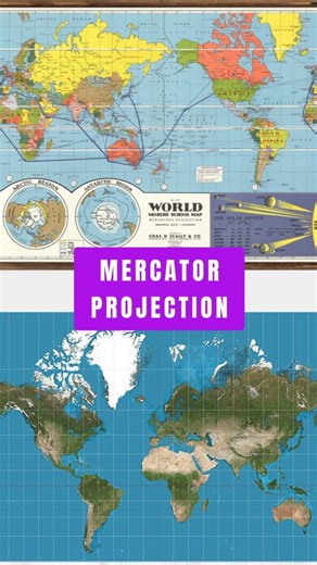 Sujith Kumar on Instagram: "The famous classroom world map is the Mercator projection. It was designed for navigation, not accuracy and that’s why, Greenland looks as big as Africa, Europe looks larger than it really is Africa and South America look smaller"