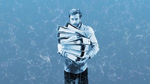 Network of connections against man holding stack of files | Premium Stock Video Footage