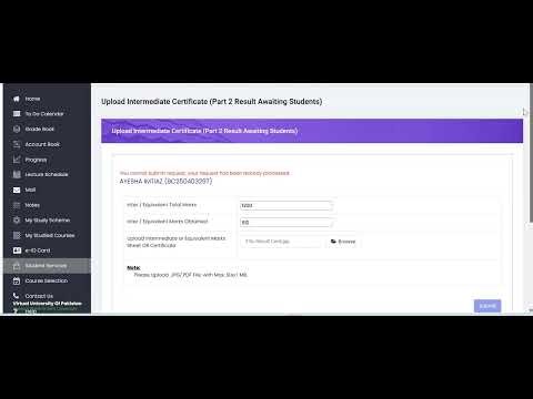 How to upload Inter 2nd part result card on VULMS