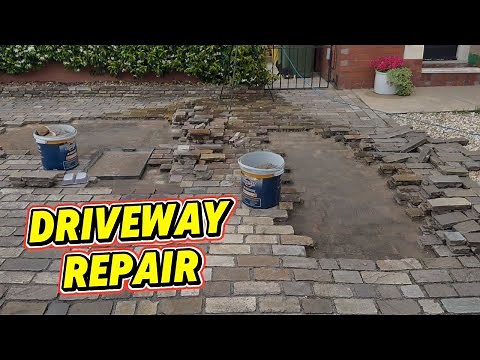driveway repair using cobble setts #driveway #repairing #diy #trending #grouting