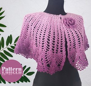 Crochet Lace Capelet PATTERN Large Size, Tutorial, Photo and Diagrams - Etsy
