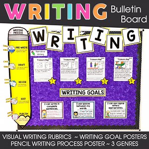 Writing Bulletin Board | Writing Process | Visual Writing Rubric | Writing Goals - Lucky Little Learners