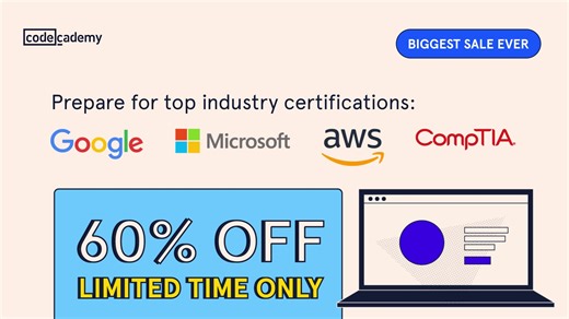 3.9K views | This summer, get ready to earn top industry certifications from AWS, Microsoft, CompTIA, and more with 60% off Pro. Use code LEARNSUMMER to save. | Codecademy | Facebook