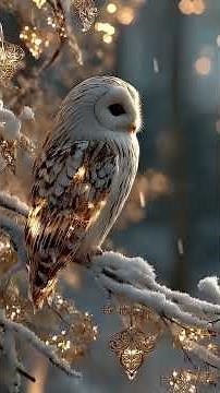 Mystical Golden Owl 4K | Seamless Loop Winter Wallpaper