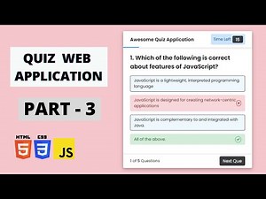 Create a Quiz App with Timer Using HTML CSS & JavaScript || Quiz App Using JavaScript || (Part 3)