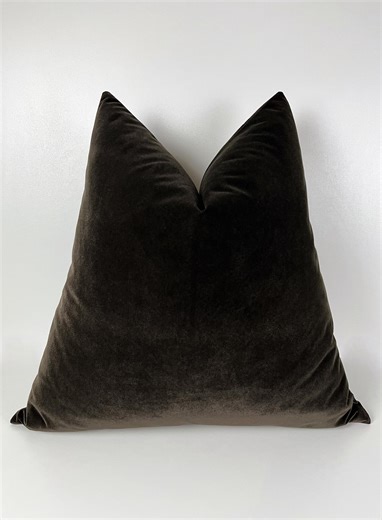 Dark Brown Velvet Pillow Cover: Euro Sham, Bed Arrangement - Etsy