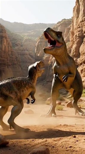 hunting in the rocky gorge #t-rex vs. Dinosaurs#Shorts#DinosaurWorld