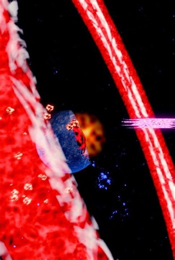 Red Shockwave Collision in Deep Space