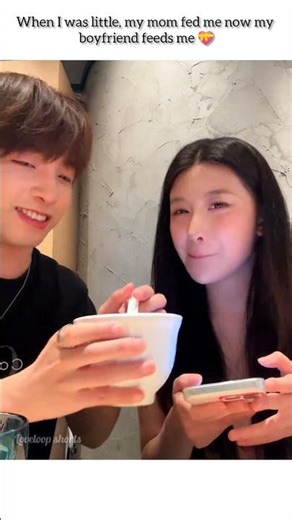 When I was little, my mom fed me. now my boyfriend feeds me 💝💓 #boyfriend #girlfriend #love