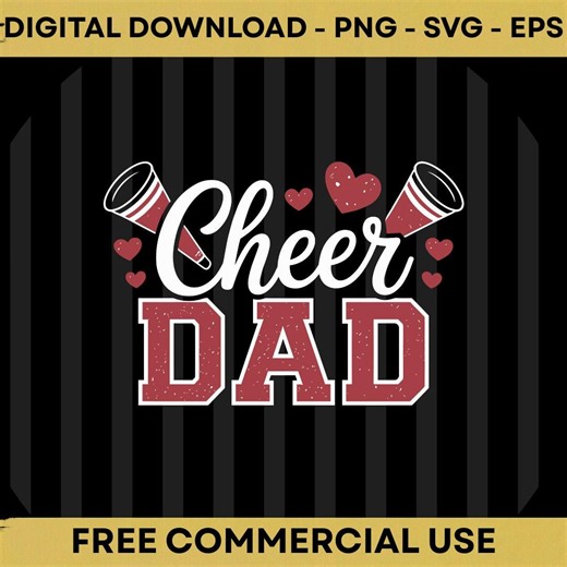 Cheer Dad Red Megaphone Cheerleader Design SVG PNG EPS Instant Digital Download - Etsy