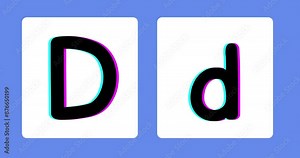 Learn the alphabet letter D in a capital and small letter. Concept of education and learning for children