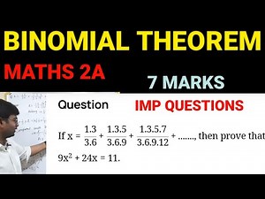 MATHS 2A|Binomial theorem|IMP QUESTION|7 MARKS|BINOMIAL THEOREM SERIES QUESTION|#MATH2A #intermaths