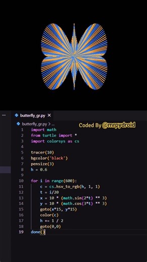 Python Turtle Butterfly Art 🦋 | Coding a Beautiful Butterfly with Math #python