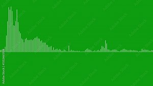 white audio waveform spectrum on chroma key green screen background. Pulsing sound wave pattern animated overlay. abstract music waves oscillation graph. Technology digital signal audio wave spectrum.