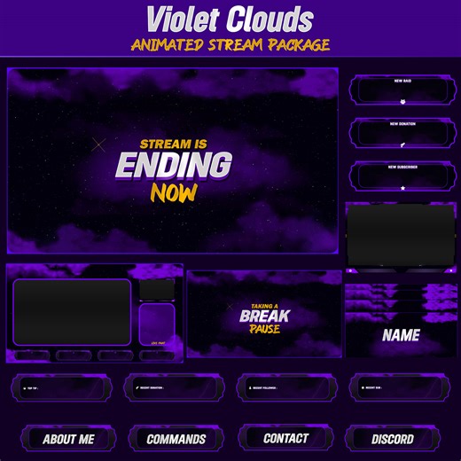 Violet-Clouds-Animated-Stream-Package-Twitch-Overlay