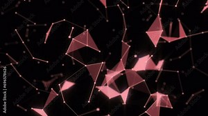 Elegant rose gold background animation. Rose gold plexus background of shining lines and dots flowing on the screen. Dust particles and star constellations in the space. Technology and science. 4k. Stock Video