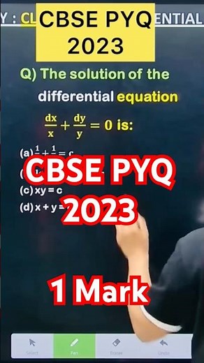 Q) The solution of the differential equation 𝐝𝐱/𝐱+𝐝𝐲/𝐲=𝟎 is #cbse #math #cbse2024 #cbse
