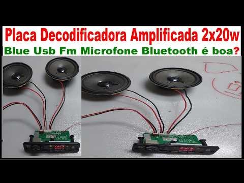 Mini Placa Decodificadora Amplificada 2x20w Blue Usb Fm Microfone Bluetooth instalação e boa