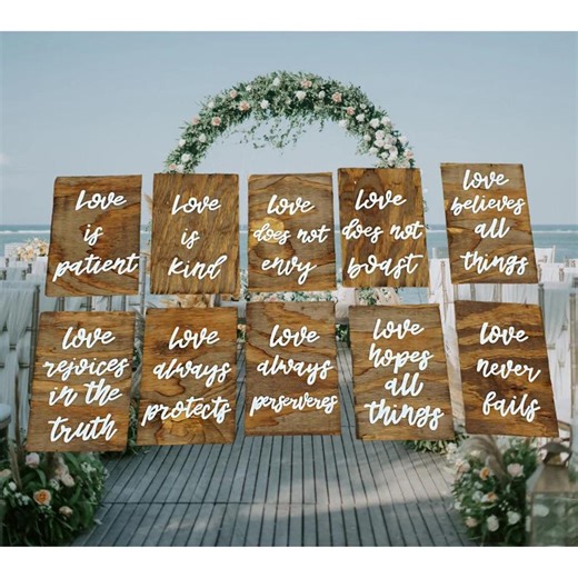 Wedding Aisle Signs, Love is Patient, Rustic Wood Handpainted Wedding Signs, Corinthians Signs - Etsy