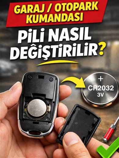 Garaj/Otopark Kumandası Pili Nasıl Değiştirilir? | How to Replace Garage Remote Battery #short #diy