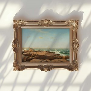 0036 Vintage Coastal Seascape Art Print – Rocky Shoreline & Sailboats – 19th Century Nautical Wall Art - Etsy