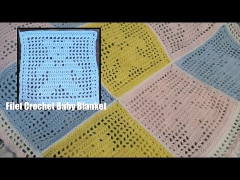 Teddy Bear Filet Crochet Baby Blanket Pattern