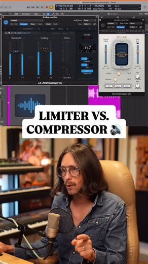 Bradley Denniston | Music on Instagram: "Here’s a major difference between a limiter and a compressor… Also, a big reason to use one or the other in your mix/ master or production. 🎶🤘🏼 #audioengineering #mixingandmastering #musicproduction #audioplugins"