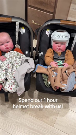 Spend our 1 hour helmet break with us after 23 hours of wear! #helmetbaby #plagiocephaly #flathead #boygirltwins #6months