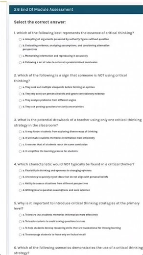 HOTS Training Module 2 Activity 2.6 End of Module Assessment
