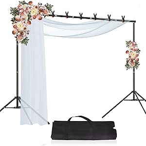 6.6x10 FT Photo Stand Kit, Adjustable Background Stand for Parties, Wedding Photography, Includes 6 Backdrop Clamps and Carrying Bag