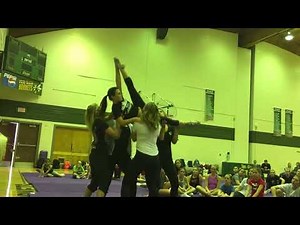 Part 2 level 1 cheerleading stunt combo, super girl to side stretch, flat back to braced lib