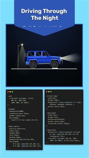 Driving Through the Night — Built Entirely With CSS 🚘✨ #coding #css #animation #webdesign