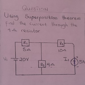 QuestionUsing Superposition theorem find the current through t... | Filo