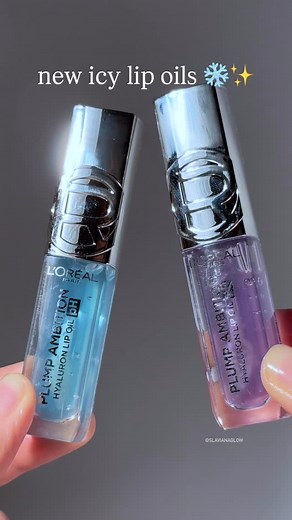 9.8K views · 47 reactions | they are so mesmerising 冀 @lorealparis plump ambition pH hyaluron lip oil in cristal ice ❄️ and lilac ☔️ Have you tried these lip oils yet? 樂 ️ pH lip oil, L’Oréal lip oil, color‑changing lip gloss, hydrating lip oil, hyaluronic lip treatment, glass shine lips #LorealLipOil #Makeup #LipHydration #ColorShiftLipOil #LipCareEssentials | Slavianaglow | Facebook
