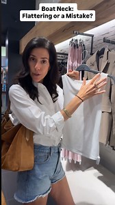 The boat neck = balance or bulk? ✅ Pear shape → balances hips ❌ Inverted triangle → adds width Your neckline can completely change how your proportions look — knowing which ones flatter your shape is key to shopping smarter. Save this for your next shopping trip 🛍️ and follow @canthelpbutstare for more body shape tips! 📍 @dynamiteclothing Top @dynamiteclothing Shorts @aritzia Bag @jcrew #styletips #personalstylist #bodyshapestyling #pearshape #invertedtriangle #styleover40 #wardrobetips #close