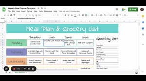 Weekly Meal Planner Template and Grocery List | Google Sheets and Microsoft Excel Template | Digital Family Meal Planner | Daily Food Log - Etsy
