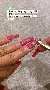 Just cutting my long nail art 💅 Relax, watch, and enjoy 😌✨ #nailart #ManicureMagic #naturalnails #nailartlove #nailcare #nailinspo #ManicureMood #NailGoals | Sesy Yani Benjamin