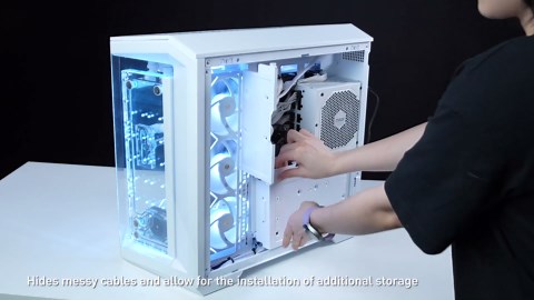 msi MAG PANO 100L PZ White - Premium Mid-Tower Gaming PC Case - Tempered Glass Side Panel - Liquid Cooling Support up to 360mm Radiator - White Color Case