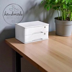 Wooden Desktop Organizer With Drawers – Lockable Office Storage Box for Stationery, Files & Supplies | Work From Home Desk Decor - Etsy