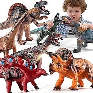 Big Dinosaur Toys for Kids 3-5, 7 Piece Realistic Soft Dinosaur Figures, Jumbo Dinosaur Toys for Kids 5-7, Dinosaur Party Favors, Birthday Gifts for Boys & Girls