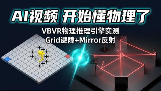 AI视频开始懂物理了？VBVR推理模型实测：路径规划 光学反射，不再穿模！