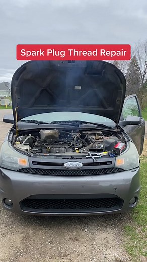 Spark Plug Thread Repair | 2010 Ford Focus Part 3 #fyp #mechanic #mechanic #tiktokmechanic #cars #car #carguy #engine #ford #focus #tiktokmechanic