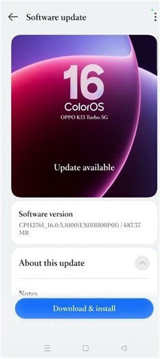 Oppo K13 Turbo New Update B100P01 Rollout Start | SOTA Update August